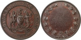 Medaillen und Jetons, Hundesport / Dog sports. " LIVERPOOL DOG SHOW" Medaille 1902, Bronze. 45 mm. 38.23 g. Fast Stempelglanz