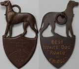 Medaillen und Jetons, Hundesport / Dog sports. "THE GREAT DANE CLUB ALEXANDRA PALACE SHOW 1912 - BEST NOVICE DOG ROMEO of ERIDGE ". Medaille 1912, Bro...