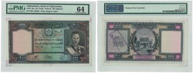 Banknoten, Afghanistan. 100 Afghanis ND (1939), Pick 26a. PMG 64, UNC, storniert mit Stempel und Stift