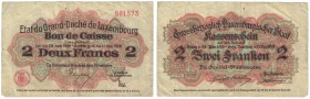 Banknoten, Luxemburg. 2 Francs 28.11.1914 - 11.12.1918. Pick 28. F
