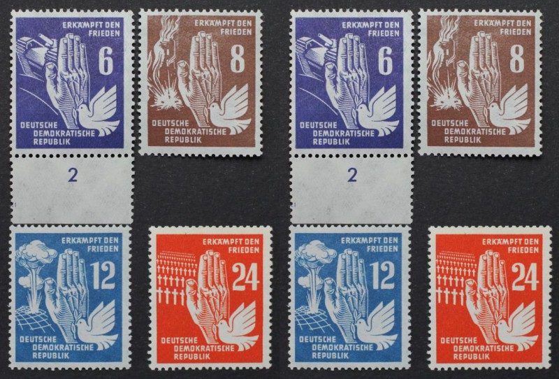 Briefmarken / Postmarken, Deutschland / Germany. DDR. Friedenstag. 6, 8, 12, 24 ...