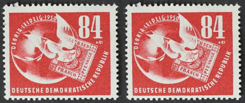 Briefmarken / Postmarken, Deutschland / Germany. DDR. DEBRIA. 84+41 Pf 1950. Mi....