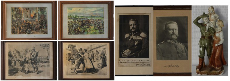 Kunst und Antiquitäten / Art and antiques. Lot von 7 stück. 1. Weltkrieg. 6 Grav...