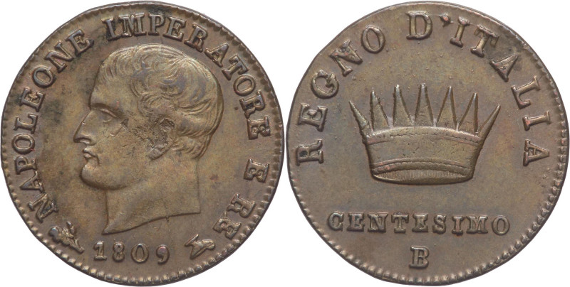 Bologna - Napoleone I, Re d'Italia (1805-1814) - 1 centesimo 1809 B - Gig.237 - ...