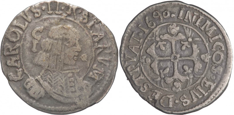 Cagliari - Carlo II (1665-1700) - reale 1690 - MIR 88/2 - Ag - 2,27 g

mBB/qSP...