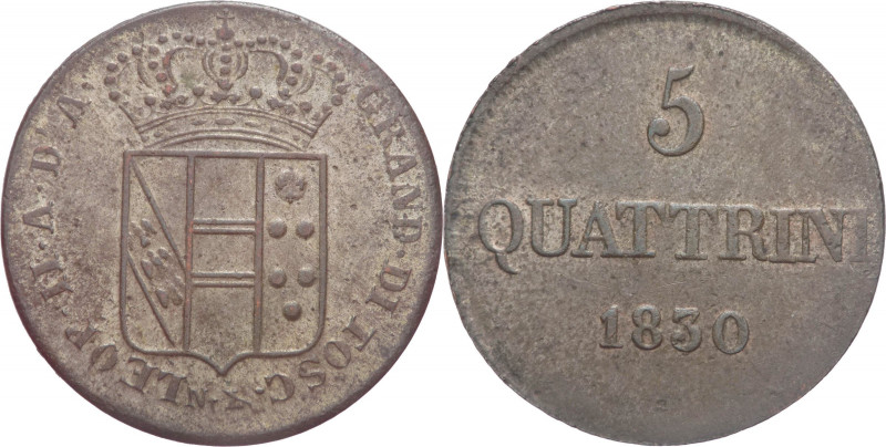Granducato di Toscana - Leopoldo II (1824-1859) - 5 quattrini 1830 - Gig.72 - Mi...