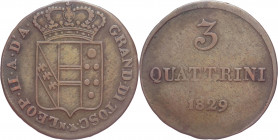 Granducato di Toscana - Leopoldo II (1824-1859) - 3 quattrini 1829 - Gig.76 - Cu - 2,03 g - RARISSIMO (RRR) 

qBB 

SPEDIZIONE SOLO IN ITALIA - SH...