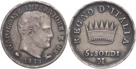 Milano - Napoleone I Re d'Italia (1805-1814) - 5 soldi 1813 - Gig. 195 - Ag 

BB 

SPEDIZIONE SOLO IN ITALIA - SHIPPING ONLY IN ITALY