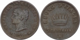 Milano - Napoleone I Re d'Italia (1805-1814) 3 Centesimi 1811 - Gig.228 - Cu - gr.5,61

qBB

SPEDIZIONE SOLO IN ITALIA - SHIPPING ONLY IN ITALY