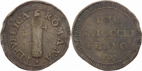 Fermo - Prima Repubblica Romana (1798-1799) - Due baiocchi tipo con fascio 1798 - CNI 1 - Cu - gr. 12,67 - MOLTO RARA (RR)

qBB

SPEDIZIONE SOLO I...