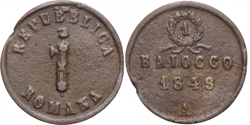Seconda Repubblica Romana (1848-1849) - Ancona - Baiocco 1848 - Gig.2 - RARISSIM...