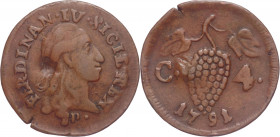 Regno di Napoli - Ferdinando IV (1759-1816) - 4 cavalli 1791 - Gig.168 - Cu - 1,95 g

BB 

SPEDIZIONE SOLO IN ITALIA - SHIPPING ONLY IN ITALY