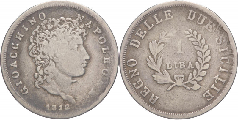 Regno delle Due Sicilie - Gioacchino Murat (1808-1815) - 1 lira 1812 - MIR 443 -...