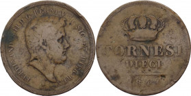Regno delle Due Sicilie - Ferdinando II (1830-1859) 10 Tornesi 1841 - Zecca di Napoli - RR MOLTO RARA - Gig.192 - Cu - gr.30,74 - Ø mm36,48

MB

S...