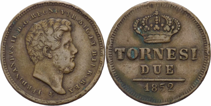 Regno delle Due Sicilie - Ferdinando II (1830-1859) 2 Tornesi 1852 Grana del II°...