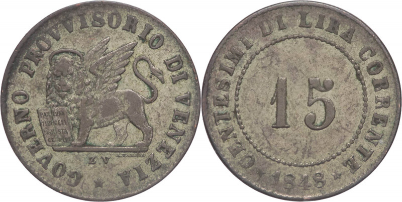 Venezia - Governo Provvisorio (1848-1849) - 15 centesimi 1848 - Gig.8 - Mi - 1,8...