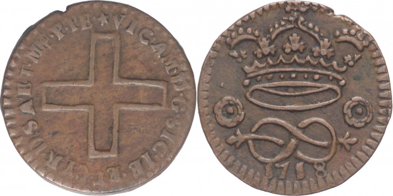 Savoia Antichi - Vittorio Amedeo II (1718-1730) - 2 Denari 1718 - MIR 908a-b - C...