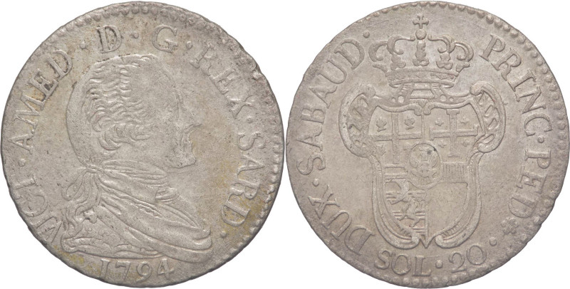 Regno di Sardegna - Vittorio Amedeo III (1773-1796) - 20 soldi 1794 - MIR 990a -...