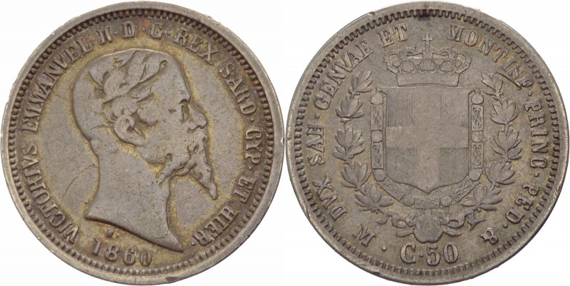 Regno d Sardegna - Vittorio Emanuele II (1849-1861) - Milano - 50 centesimi 1860...