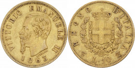 Regno d'Italia - Vittorio Emanuele II (1861-1878) - 10 lire 1863 Torino - Pag. 477 - Au

BB

SPEDIZIONE SOLO IN ITALIA - SHIPPING ONLY IN ITALY