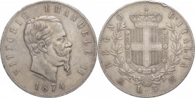 Regno d'Italia - Vittorio Emanuele II (1861-1878) - 5 Lire 1874 Milano - Gig.48 - Ag

BB 

SPEDIZIONE SOLO IN ITALIA - SHIPPING ONLY IN ITALY