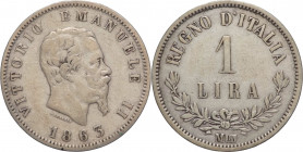Regno d'Italia - Vittorio Emanuele II (1861-1878) - 1 Lira 1863 Milano "valore"- Gig. 68 - Ag - NON COMUNE (NC)

BB 

SPEDIZIONE SOLO IN ITALIA - ...