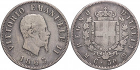Regno d'Italia - Vittorio Emanuele II (1861-1878) - 50 centesimi 1863 Milano "stemma" - Gig.74 - Ag - RARO (R)

BB 

SPEDIZIONE SOLO IN ITALIA - S...