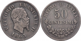 Regno d'Italia - Vittorio Emanuele II (1861-1878) - 50 centesimi 1863 Milano "valore"- Gig.76 - Ag

BB 

SPEDIZIONE SOLO IN ITALIA - SHIPPING ONLY...