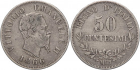 Regno d'Italia - Vittorio Emanuele II (1861-1878) - 50 centesimi 1866 Milano "valore"- Gig.79 - Ag - RARO (R)

BB 

SPEDIZIONE SOLO IN ITALIA - SH...