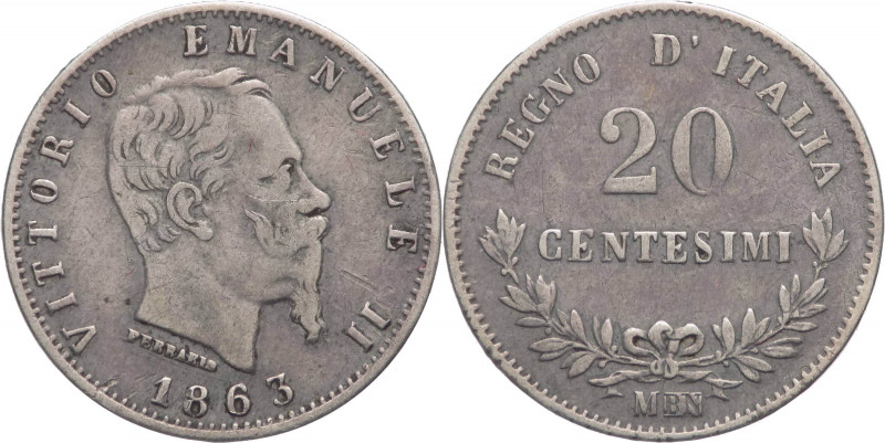 Regno d'Italia - Vittorio Emanuele II (1861-1878) - 20 centesimi 1863 Milano "va...