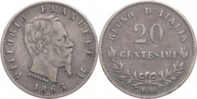 Regno d'Italia - Vittorio Emanuele II (1861-1878) - 20 centesimi 1863 Milano "valore" - Gig.84 - Ag

BB 

SPEDIZIONE SOLO IN ITALIA - SHIPPING ONL...