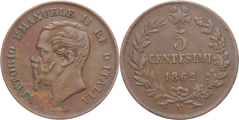 Regno d'Italia - Vittorio Emanuele II (1861-1878) - 5 centesimi 1862 Napoli - Gi...