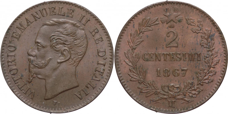 Regno d'Italia - Vittorio Emanuele II (1861-1878) - 2 centesimi 1867 Milano - Gi...