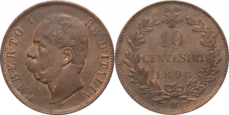 Regno d'Italia - Umberto I (1878-1900) - 10 centesimi 1893 BI - Gig. 48 - Cu

...