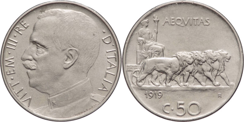 Regno d'Italia - Vittorio Emanuele III (1900-1943) - 50 centesimi 1919 "liscio" ...