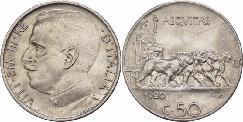 Regno d'Italia - Vittorio Emanuele III (1900-1943) - 50 Centesimi "Leoni" 1920 -...