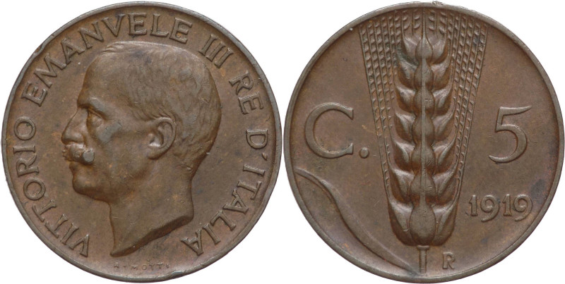 Regno d'Italia - Vittorio Emanuele III (1900-1943) - 5 centesimi 1919 Spiga - Gi...