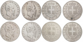 Regno d'Italia - Vittorio Emanuele II (1861-1878) - lotto di 4 monete da 5 lire dal 1875 al 1878 - Ag

med.BB 

SPEDIZIONE SOLO IN ITALIA - SHIPPI...