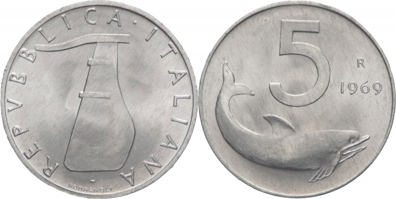 Repubblica Italiana (dal 1946) - Monetazione in lire - (1946-2001) - 5 lire delf...