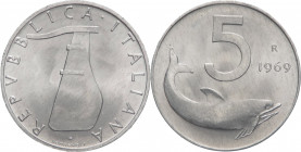 Repubblica Italiana (dal 1946) - Monetazione in lire - (1946-2001) - 5 lire delfino 1969 1 capovolto - Gig.291a - It - NON COMUNE (NC)

FDC

SPEDI...