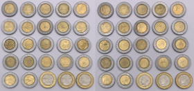 Repubblica Italiana (dal 1946) - Monetazione in lire (1946-2001) - lotto di 25 monete da 500 lire e 1000 lire bimtalliche dal 1982 a 1999 con varianti...