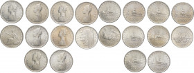 Repubblica Italiana (dal 1946) - Monetazione in lire (1946-2001) - Lotto di 10 esemplari da 500 lire Caravelle - Biga - Dante Alighieri dal 1958 al 19...