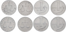 Repubblica Italiana (dal 1946) - Monetazione in Lire (1946-2001) - lotto di 4 monete da 1 lira, anni vari - It

med.mBB 

SPEDIZIONE IN TUTTO IL M...