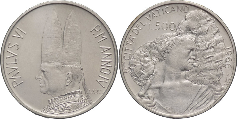 Città del Vaticano - Paolo VI, Montini (1963-1978) - 500 lire 1966 - Gig.279 - A...