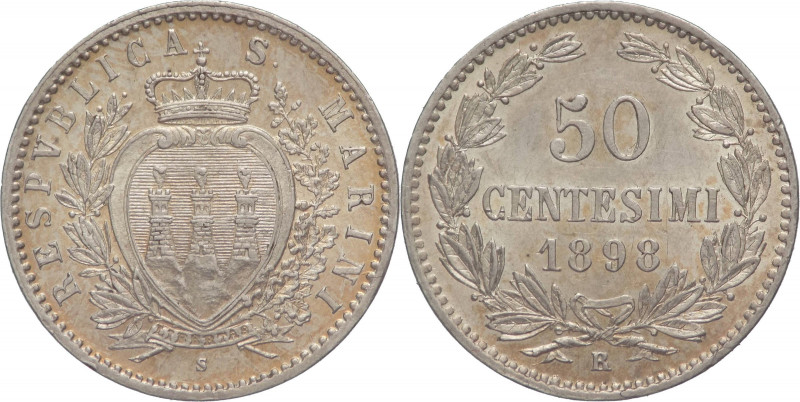 San Marino - Vecchia monetazione (1864-1938) - 50 centesimi 1898 - Gig.29 - Ag ...
