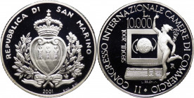 San Marino - Nuova Monetazione (dal 1972) - Anno 2001- Moneta Celebrativa da Lire 10000 - "Network delle Camere di Commercio Mondiali - Congresso di S...