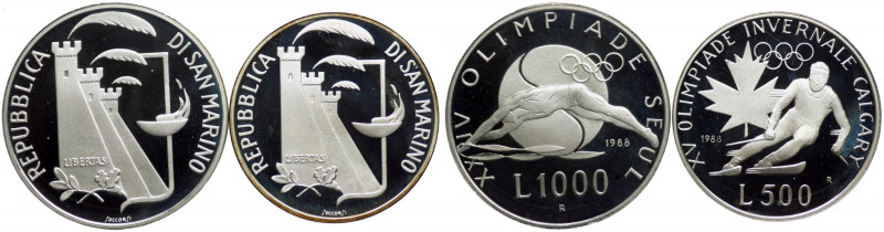 San Marino - Anno 1988 - Cofanetto contenente Dittico di due monete d'argento da...