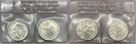 San Marino - Nuova Monetazione (dal 1972) - Anno 1991 - Cofanetto contenente Dittico di due monete d'argento da 500 e da 1000 Lire. Monete celebrative...