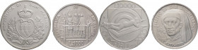 San Marino - Nuova Monetazione (dal 1972) - Monetazione in Lire (1972-2001) - lotto di 2 monete da 1000 lire 1977 e 10000 lire 1999 - Ag 

FDC

SP...