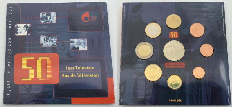 Belgio - Divisionale Euro - Serie speciale 2003 composta di 8 valori e medaglia ...